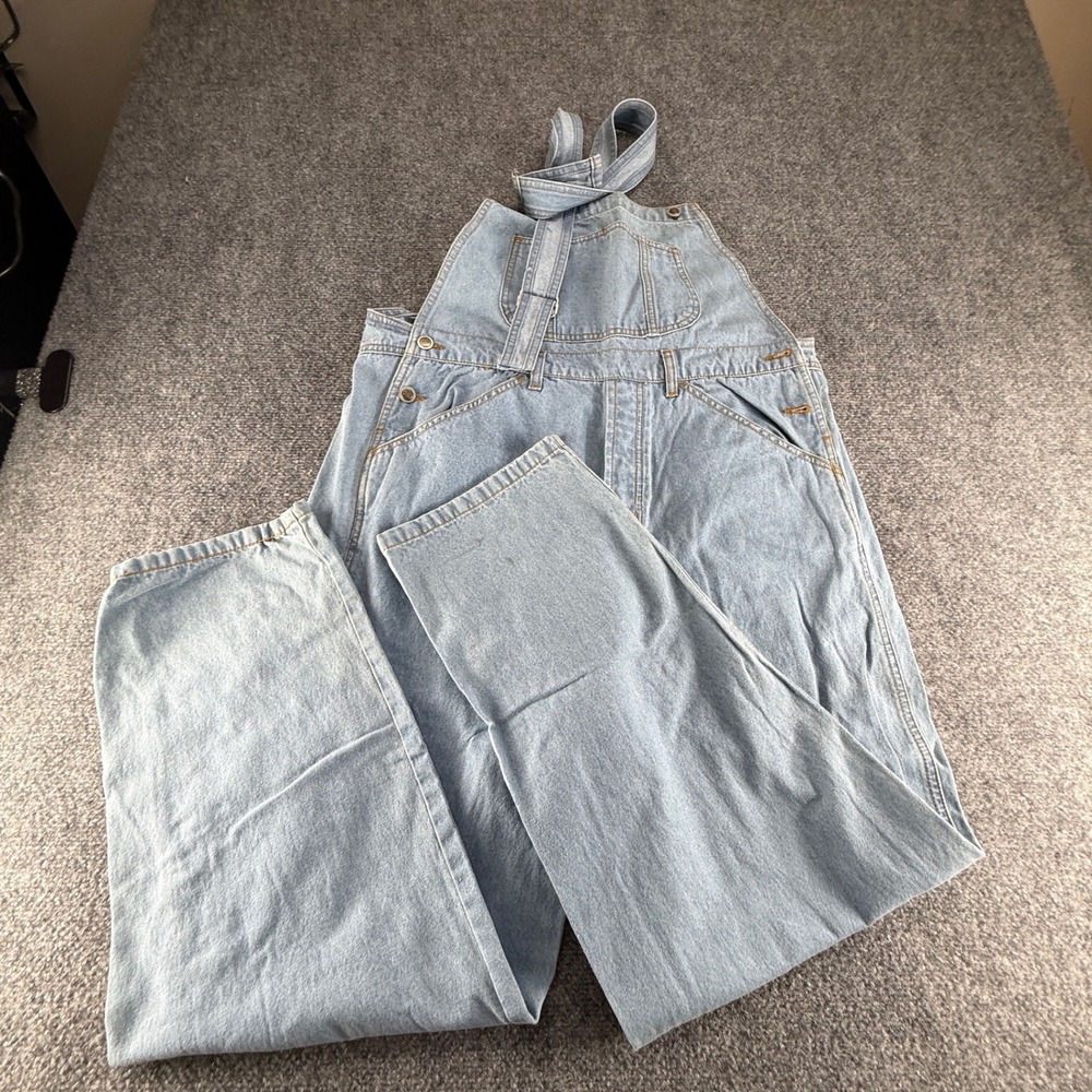 Rio Lifestyle Jeans Modern Classic Light Wash Denim Bib Overalls Large 0928